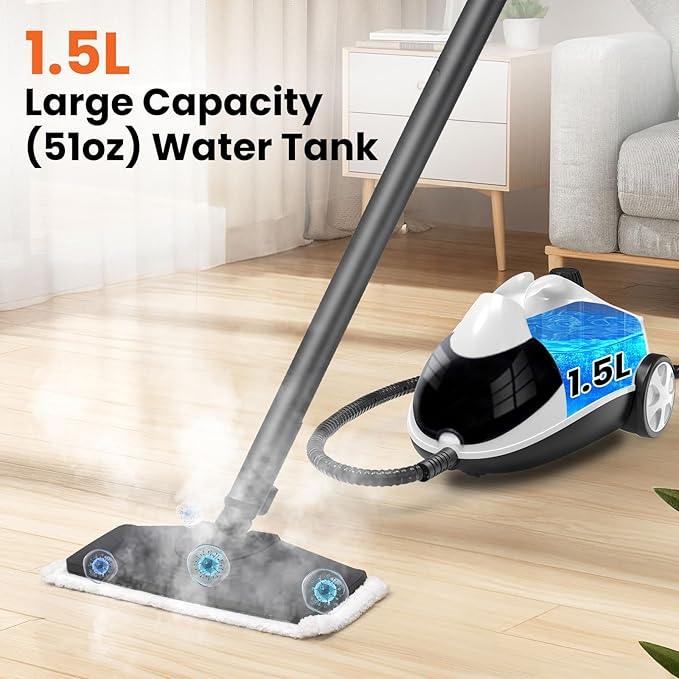 Steam Cleaner 1.5L Steamer for Cleaning Fast Heating 6-in-1 Multi-Surface with 8 Accessories UL499 Certified Portable High Pressure Steam Cleaner for Home, Car, Floors, Sofas, Tiles, Grout - NeatNest