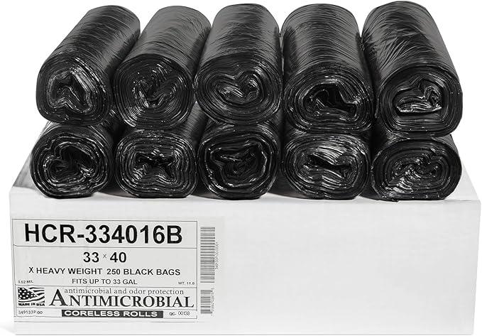 Aluf Plastics High Density Trash Bags, 33 Gallon, 250 Count, 16 Micron (eq), 33" x 40", Black, for Bathroom, Office, Industrial, Commercial, Janitorial, Municipal, Recycling - NeatNest