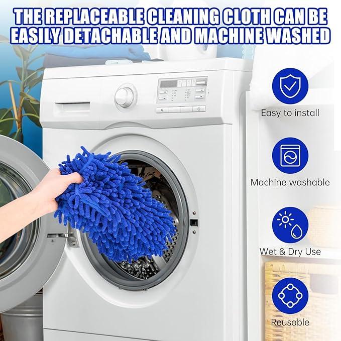 Ceiling Fan Cleaner Duster with 80" Extension Pole, Flexible and Washable Chenille Fan Duster for High Ceiling Fan Blades Light Fixtures Furnitures - NeatNest