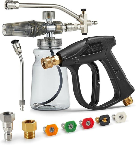 Foam Cannon For Pressure Washer Gun With Dual Connector, Car Wash Foam Gun Accessory, Garden Carwash Dual Purpose Switch High Pressure Foam Canon, Soap Sprayer Cleaning Kit, Power Washer Spray Nozzles - NeatNest