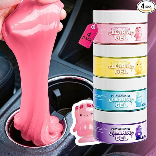 Car Cleaning Gel Reusable 4Pack - Dust Cleaning Putty Keyboard Slime for Car Interior Air Vent Cleaner, Auto Detailing Tools Accessories, Dust Remover Gifts for Men Women,Cleanings Gadgets,400g - NeatNest
