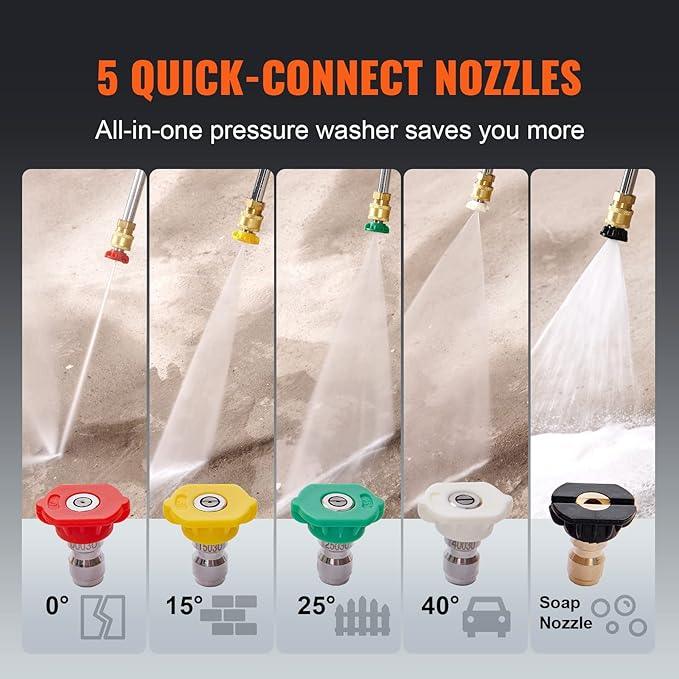 VEVOR Gas Pressure Washer, 4400 PSI 4.0 GPM, Gas Powered Pressure Washer with Copper Pump, Spray Gun and Extension Wand, 5 Quick Connect Nozzles, for Cleaning Cars, Homes, Driveways, Patios - NeatNest