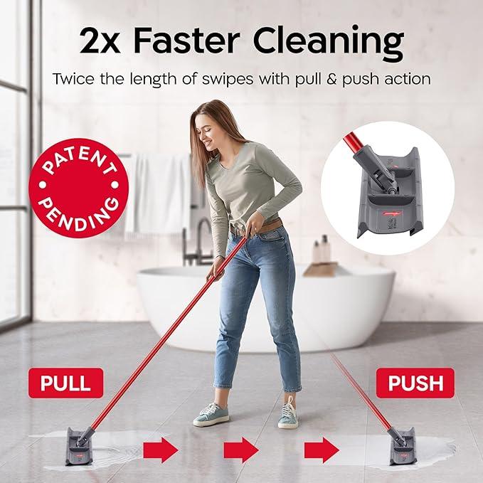 Tyroler Heavy Duty Floor Squeegee for Concrete Floors | 16.5" Squeegee for Floor with 55" 4-Part Handle | Squeegees Broom for Floors | The MoppyShmoppy is The Ideal Squeegees Mop for All Surfaces - NeatNest