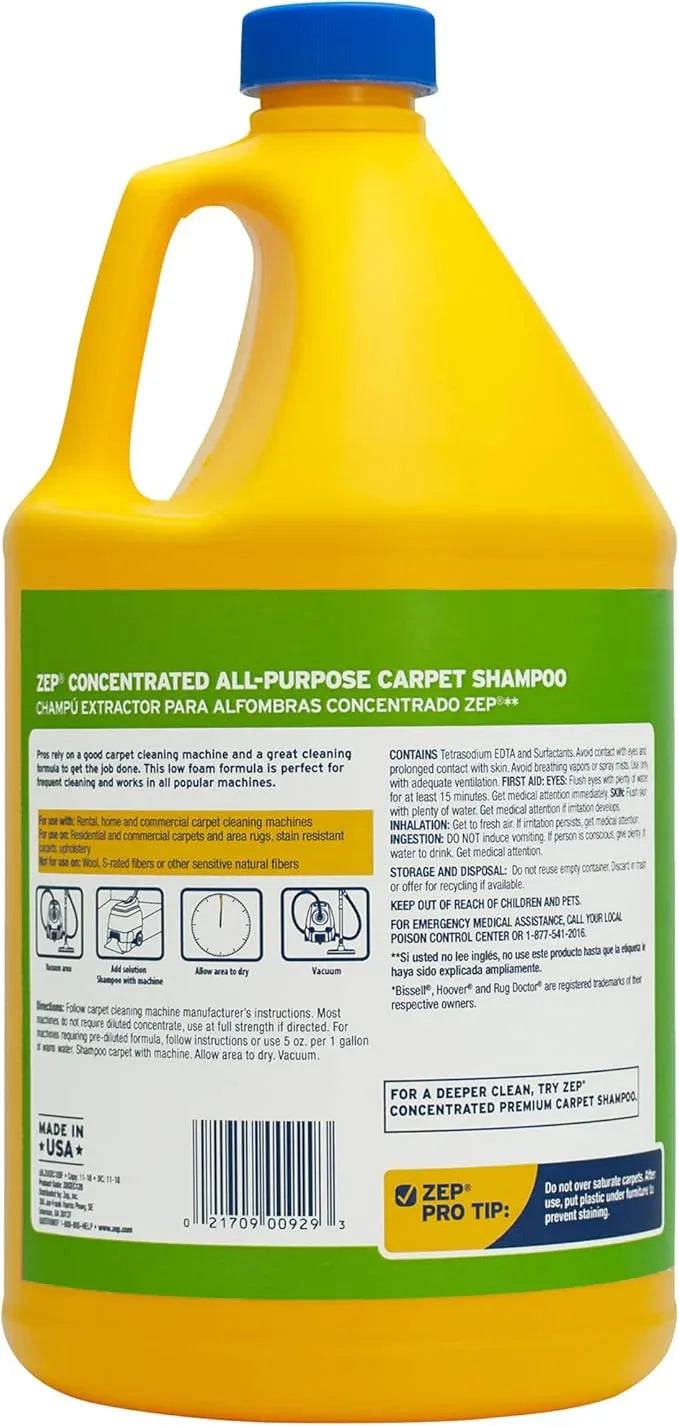 ZEP All-Purpose Carpet Shampoo Concentrate 128 ounce ZUCEC128 (Case of 4) - NeatNest