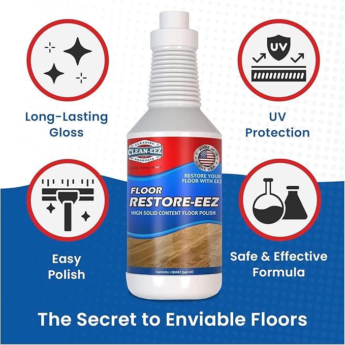 Clean-eez Ultimate Floor Restorer & Polish - Revitalize, Protect, Shine Wood, Laminate, Vinyl, Bamboo, Slate, Terracotta & More (1 Bottle W/Microfiber) - NeatNest