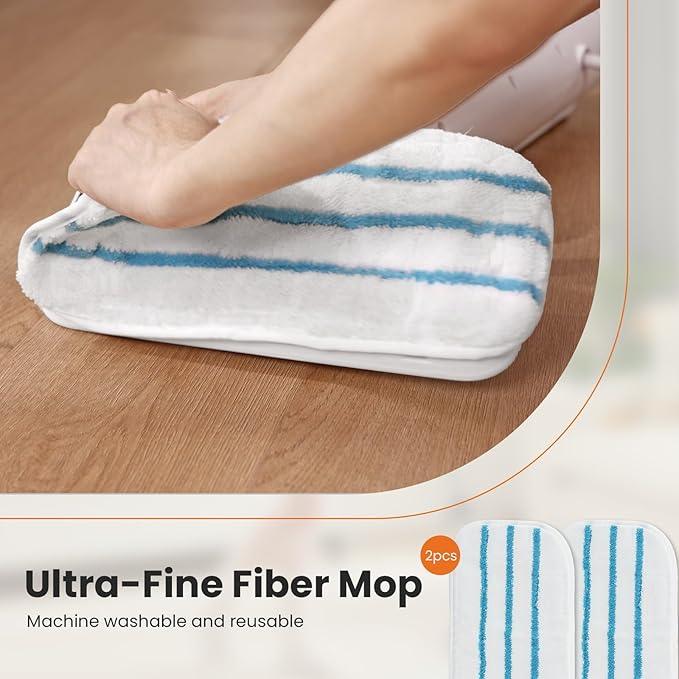 Sweetcrispy Steam Mop for Floor Cleaning,Lightweight Floor Steamer Cleaner for Hardwood/Tile/Laminate Floors Carpet, 2 Washable Pad,White and Grey - NeatNest