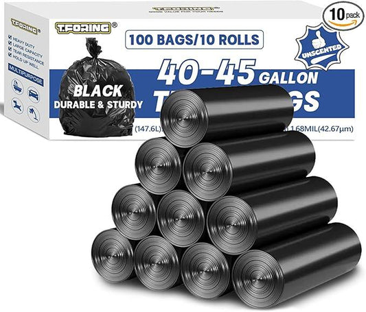 Large 40-45 Gallon Trash Bags Heavy Duty - 1.6 Mil Thick,39''x47'' Strong Black Garbage Bags Unscented 100 Count Trash Can Liners for Construction Industrial Yard Outdoor Commercial - NeatNest