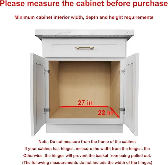 Pull Out Cabinet Organizer,Heavy-Duty Slide Out Shelf, Wood And Wire Basket, Pull Out Drawer for for Kitchen Under Sink Space, Pantry, Bathroom (26 * 21 WM) - NeatNest