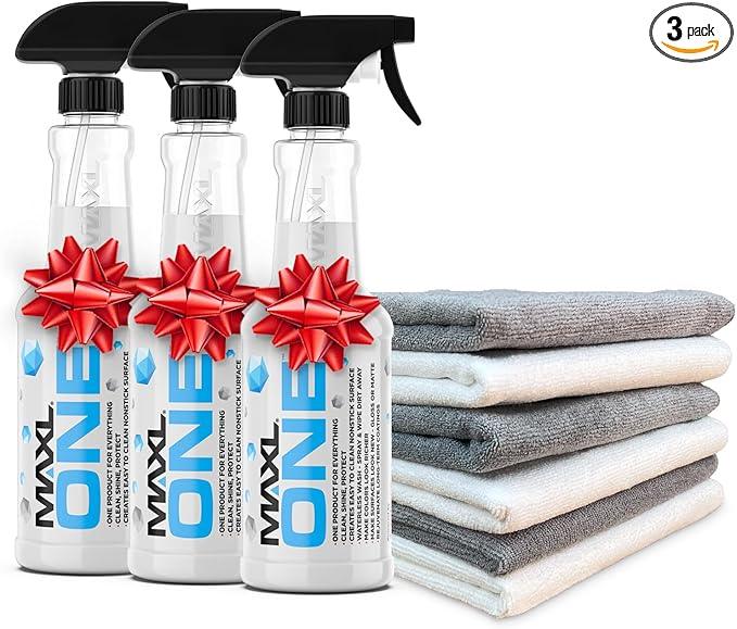 MAXLONE ™ Car Spray with Triphene® Technology, Quick Spray & Wipe All Purpose Waterless Detailer Clean, Shine, Protect Paint, Glass, Wheels, Trim Without Pre-Washing (3, 20oz w 6 Micro Fiber Cloth) - NeatNest