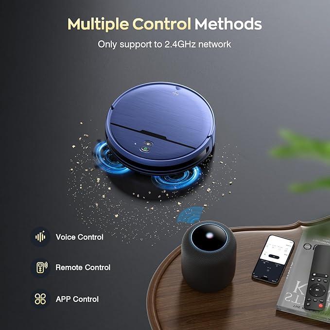 Robot Vacuum and Mop Combo with APP/Voice/Remote Control, Robot Vacuum Cleaner Schedule, Strong Suction, Tangle-Free, Slim, Auto Recharge for Homes with Pets, Low Pile Carpet, Hard Floors - NeatNest