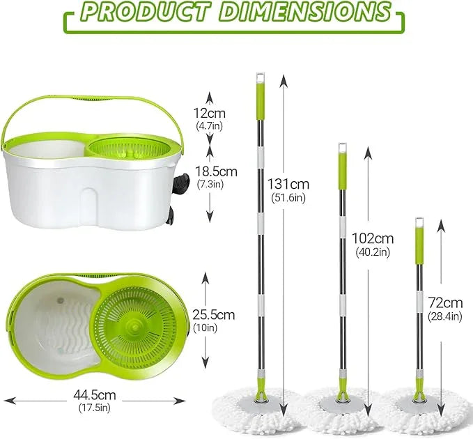 Spin Mop Bucket System,Masthome 360°Spin Mop and Bucket with Wringer Set,EasyWring Microfiber Mop with 3 Mop Pads,Spinning Floor Cleaning System for Floor Cleaning - Home & Office Suitable - NeatNest