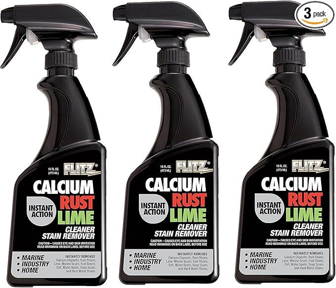 Flitz Calcium, Rust, & Lime Remover - 16oz Bottle of USA-Made Limescale Remover for Toilets, Showers, and More - Powerful Spray that Instantly Eliminates Tarnish, Grease, and Other Grime (3 Pack) - NeatNest