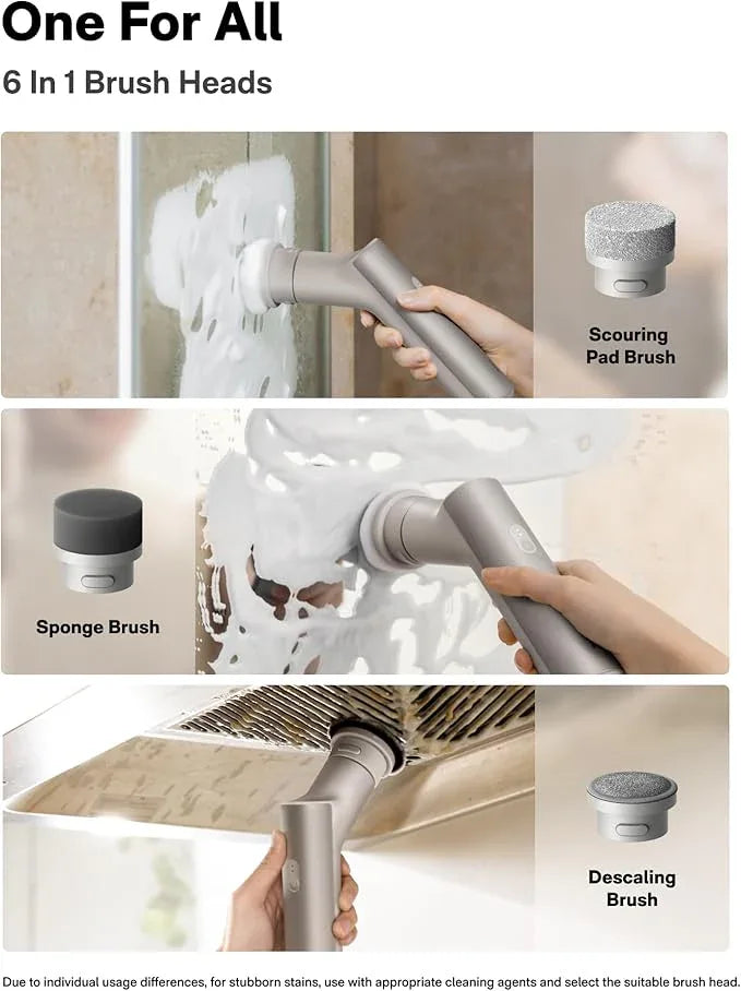 HOTO Handheld Short-Handle Electric Spin Scrubber, IPX7 Waterproof Cordless Scrubber Brush, Bathroom Cleaning Brush, Max 22 in-lb, with 9 Brush Heads for Bathroom, Shower, Kitchen, Sink, Tile - NeatNest