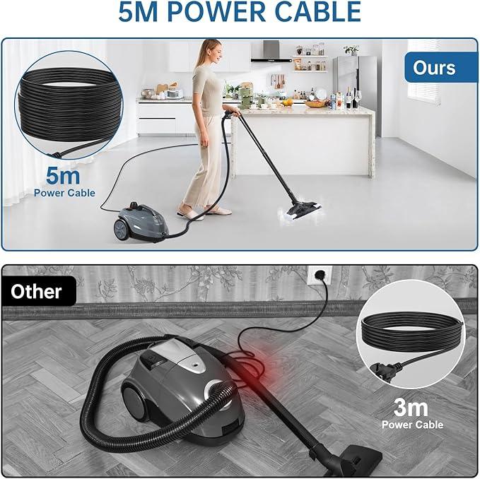 Steam Cleaner, Powerful Heavy Duty Canister Steamer with 34 Accessories, Steam Mop with 16.4 Ft Extra-Long Power Cord for Home Floor Cleaning, Grout, Upholstery, Car Detailing, Grey - NeatNest