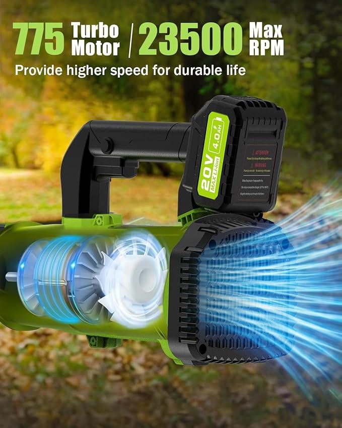 Cordless Leaf Blower - 2x4Ah Battery, 530CFM 170MPH, Powerful Battery Powered Leaf Blower Cordless with Battery and Charger, 7-Speed Control, 2 Extended Tubes for Yard, Lawn & Garden - NeatNest