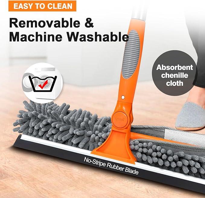 20 Ft High Reach Window Squeegee with 5-12Ft Extra-Thick Aluminum Telescopic Extension Pole| 14" Extra-Large 2-in-1 Window Cleaner Tool| Window Washer for Indoor/Outdoor Window,RV,Truck Glass - NeatNest