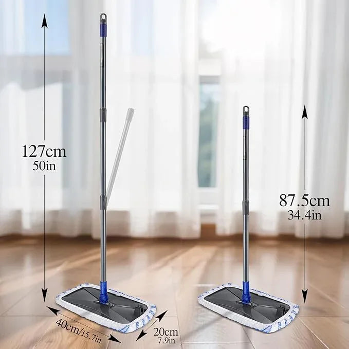 MASTERTOP Microfibre Flat Mop, Extended Wet Dry Large Floor Mop with 5 Reusable Pads & Telescopic Handle, Dust Mops for Laminate Wooden Hard Floor Vinyl Tile Floors Cleaning - Send 1 Cleaning Scraper - NeatNest