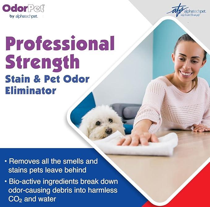 OdorPet Pet Stain Remover and Odor Eliminator - 64 Oz (Makes 2.55 Gallons of Working Solution) Non Staining, Professional Strength, Black Cherry Scent by Alpha Tech Pet - NeatNest