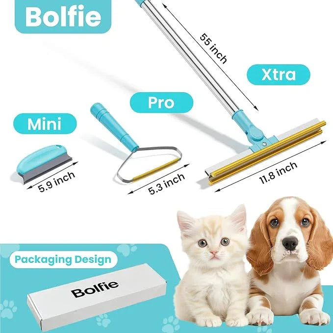 3 in 1 Carpet Rake for Pet Hair Removal, Tool Set of 3, 55” Long Handle Carpet Pet Hair Removal Carpet Scraper Dog Cat Hair Remover for Sofa, Couch, Car, Rug - NeatNest