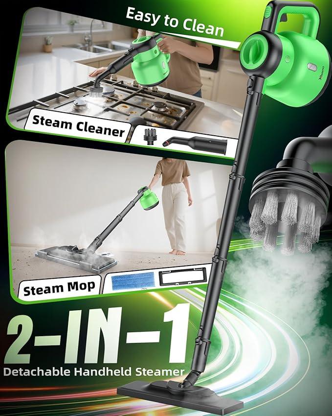 Steam Mop with Detachable Handheld Steam Cleaner for Home, 12-in-1 Multi Accessories, Quick 15s Heat, 221°F Floor Steamer & 320ml Water Tank, Powerful Steamer for Cleaning Floor, Carpet, Windows, Tile - NeatNest
