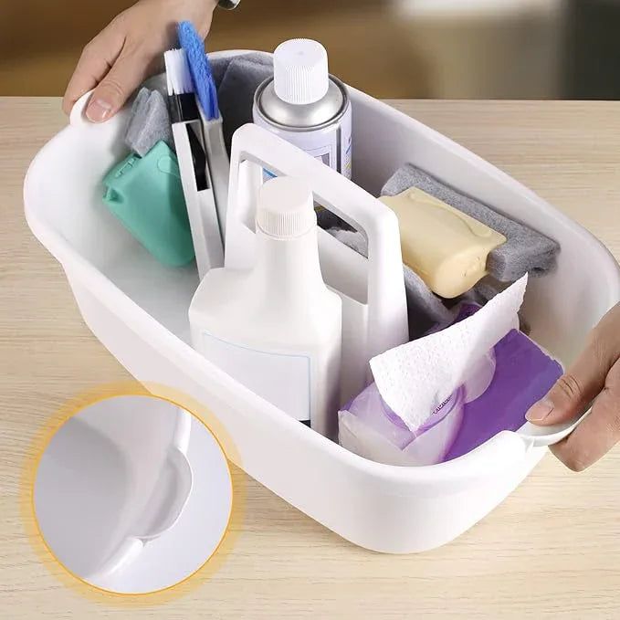 2-Pack Large White Cleaning Caddy for Cleaning Supplies with Handle - Portable Plastic Tote Organizer for Shower, Bathroom, Kitchen, Under Sink Storage - NeatNest