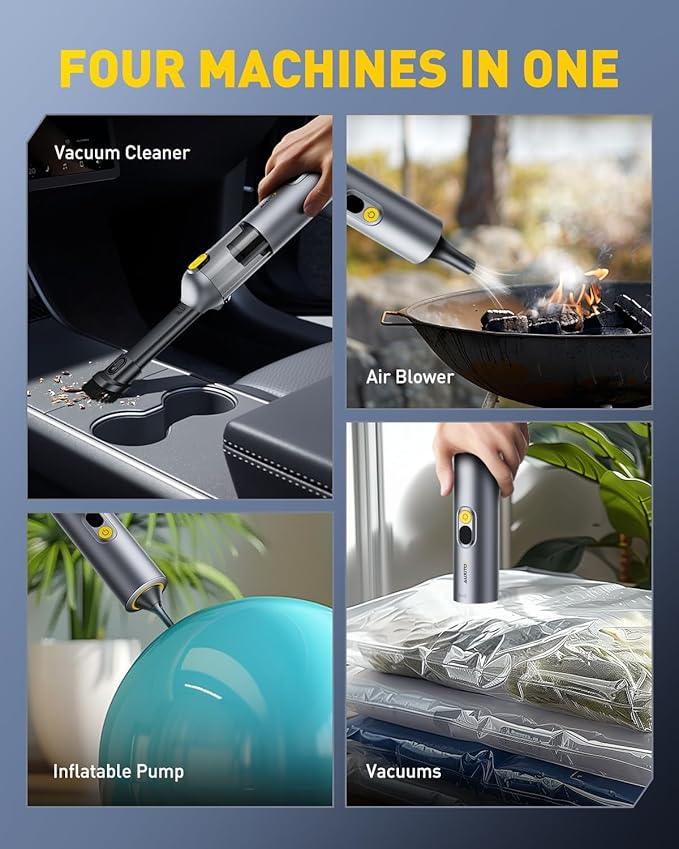 AUXITO Car Vacuum Cleaner - Portable Handheld Vacuum Cleaner 14000Pa Suction Power, Blow & Suction 2 in 1 Mini Vacuum Cleaner Hand Held Vacuum for Car, Home, Pet, Office, Gifts for Men (Silver) - NeatNest