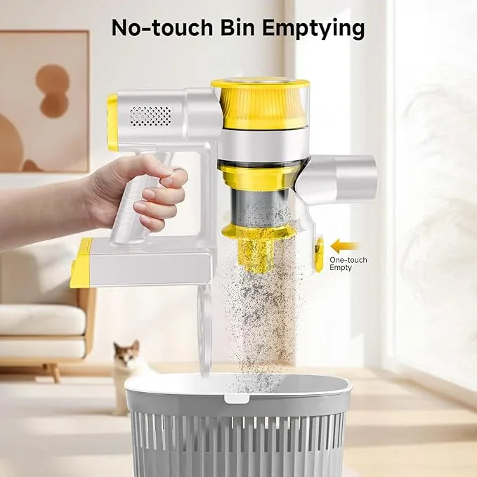 Cordless Vacuum Cleaner, 35Kpa Vacuum Cleaner for Home, 45Mins Stick Vacuum with LED Display, Anti-Tangle & Wall Mount Charging, 6 in 1 Lightweight Vacuum for Hard Floors, Carpet, Pet Hair (yellow) - NeatNest