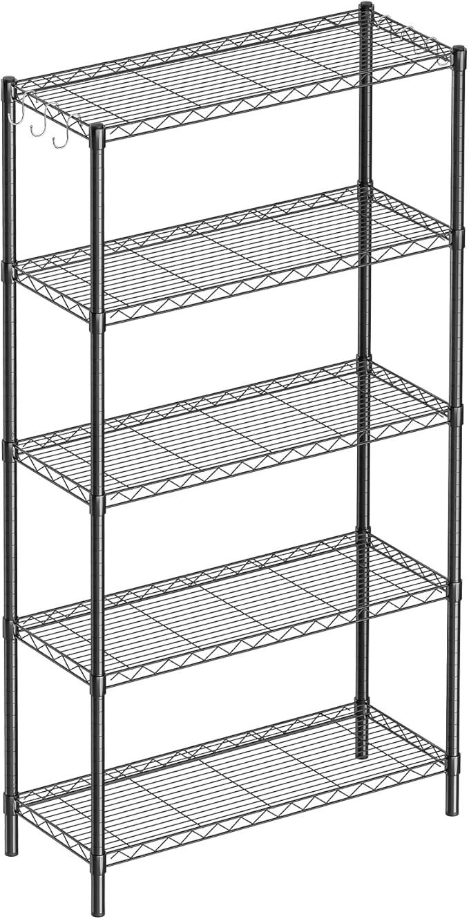 5-Shelf Adjustable Metal Shelf Wire Shelving Unit Storage Rack Display Shelf for Office,Kitchen,Bedroom,Bathroom,Laundry,Pantry Basement,Garage(Black,36" L x 14" W x 72" H) - NeatNest