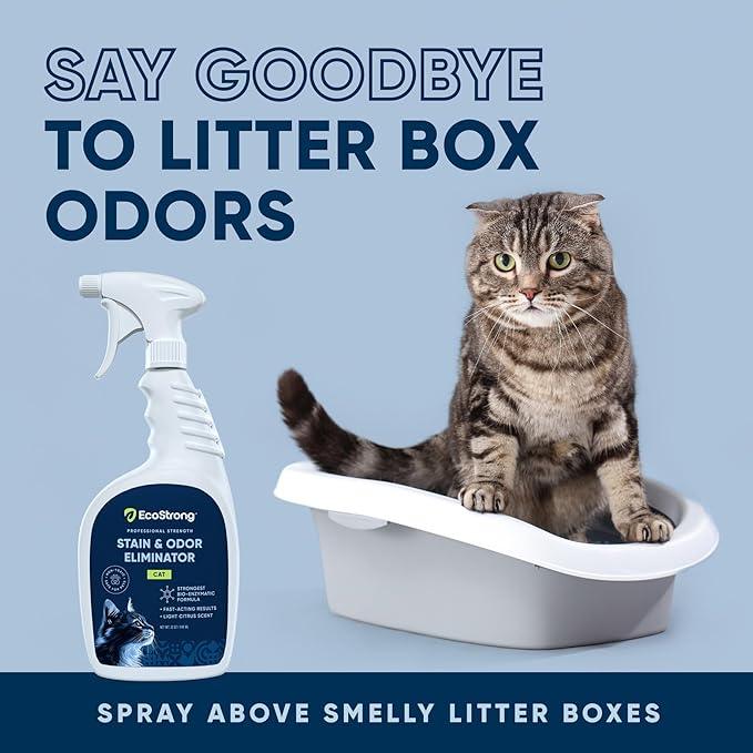 Cat Stain And Odor Remover | Enzyme Urine Odor Neutralizer - Stain Remover for Carpet, Litter Boxes, Bedding, and Laundry [Citrus Scent, 32 oz. Spray] - NeatNest