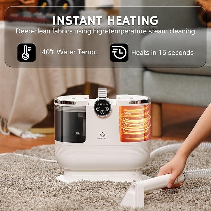 Airthereal Portable Upholstery Spot Cleaner, Instant Heating Carpet Cleaner Machine, Shampooer Machine with Self-Cleaning, 14 Kpa Stain Remover Deep Cleaner for Pets, Stairs, Car Seat and Couch - NeatNest
