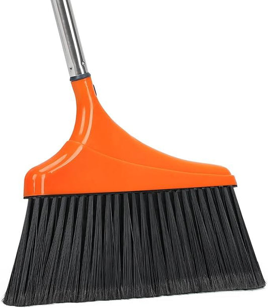 Heavy-Duty Angle Broom for Floor Cleaning with 52" Long Handle Stiff Bristle Angle Commercial and Industrial Broom, Indoor Outdoor Broom for Garage Kitchen Office Lobby Patio - NeatNest