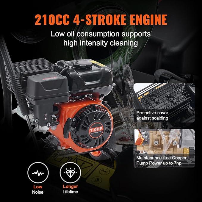 VEVOR Gas Pressure Washer, 3600 PSI 2.6 GPM, Gas Powered Pressure Washer with Copper Pump, Spray Gun and Extension Wand, 5 Quick Connect Nozzles, for Cleaning Cars, Homes, Driveways, Patios - NeatNest