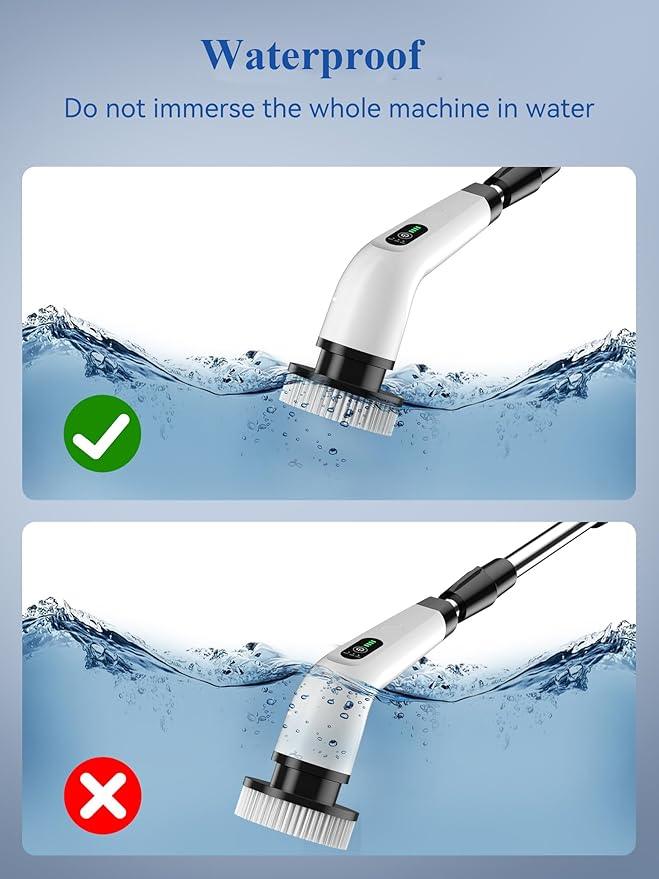 Electric Spin Scrubber - 120Min Cordless Shower Bathroom Cleaner with 8 Brush Heads | 440 RPM Power Scrubber (3-Speed) & Adjustable Extension Handle for Cleaning Bathtub, Tile, Grout - NeatNest