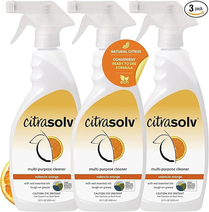 Citra Solv All Purpose Cleaning Spray – Powerful Citrus Degreaser for Kitchen & Bathroom, Multi-Surface Cleaner, No Harsh Chemicals, Valencia Orange 22oz (Pack of 3) - NeatNest