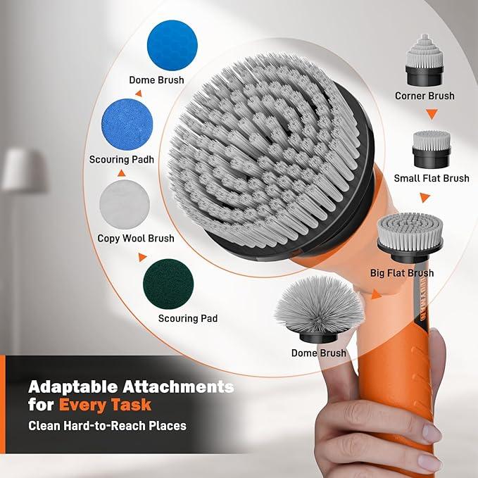Alloyman 1200RPM Electric Scrubber for Floors,Walls - Replaceable Battery Design for Outdoor Garden, Patio Cleaning Stubborn Stains,Yellow/Black - NeatNest