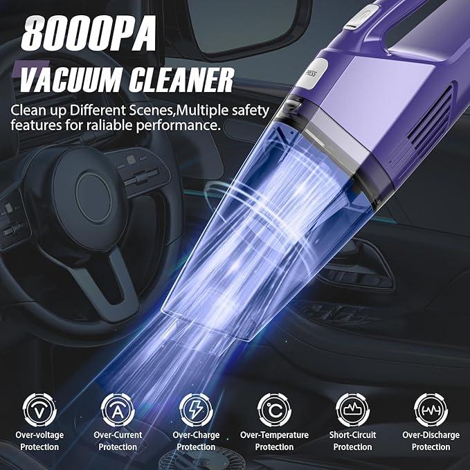 Handheld Vacuum Cordless — 3-in-1 Hand Held Vacuum Rechargeable with 8000Pa Powerful Suction, 1.7 Lbs Lightweight Handheld Vac, 30-Mins Quick Dust Removal for Car, Kitchen & Home - NeatNest