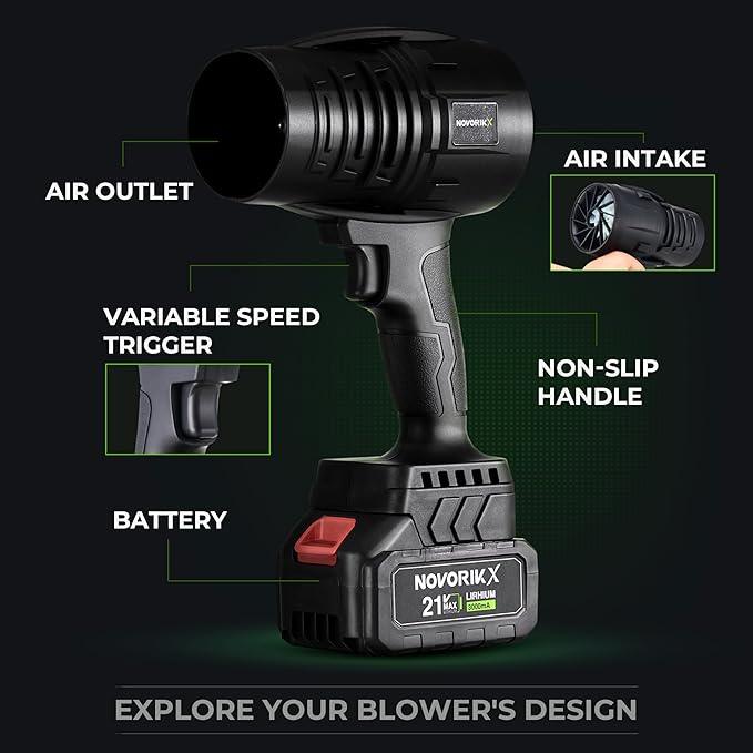 20V Cordless Leaf Blower, 30000RPM Handheld Leaf Blower with 2 X 3.0Ah Batteries & Charger, 55m/s Lightweight for Lawn Care, Dust, Leaves, Yard – Black - NeatNest