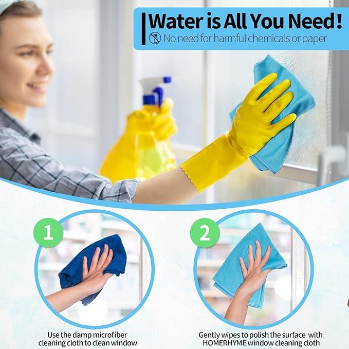 HOMERHYME Microfiber Glass Cleaning Cloth, 12 Pack Window Glass Cleaning Rags, Reusable Lint-Free Streak Free Polishing Cloth Wipes for Stainless Steel, Eyeglasses, Mirrors, Screens & Lenses,12" 12" - NeatNest