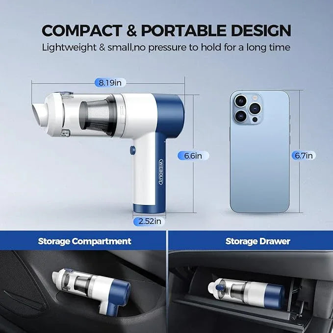 Car Vacuum Cleaner Cordless, 4 in 1 Portable Vacuum Cleaner 16000PA High Power Air Duster & Air Blower & Pump, Rechargeable Handheld Vacuum with Brushless Motor, Multi-Nozzles for Car, Home, Office - NeatNest