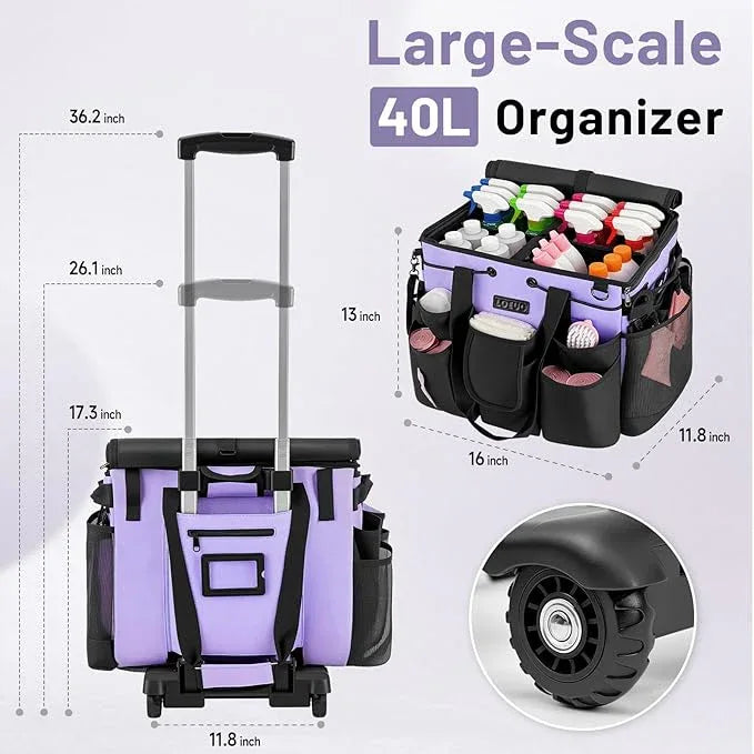 Large Cleaning Caddy for Cleaning Supplies Organizer, Rolling Cleaning Caddy Bags with Wheels for Housekeepers, Cleaning Carts on Wheels for Home Car Office Picnic - NeatNest