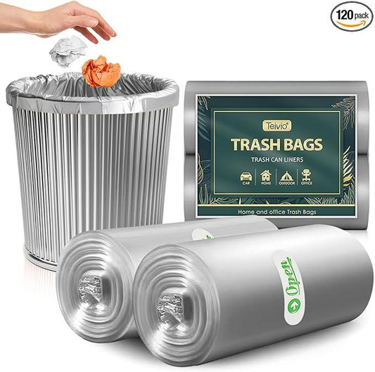 Teivio 1 Gallon(Fit 0.5-1 Gal)110 Counts Strong Tiny Trash Bags Mini Garbage Bags, Bathroom Trash Can Bin Liners, Small Plastic Bags for home office kitchen, fit 5 Liter, 0.5-1 Gal (Grey) - NeatNest