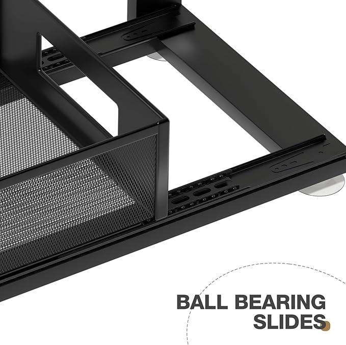 2 Pack 21.3IN-Depth Under Sink Organizer with Next-Gen Ball-Bearing Slides,2-Tier Pull Out Cabinet Storage,Height Adjustable Drawer Shelf for Bathroom,Kitchen,Laundry,Cabinet,Pantry-Black - NeatNest