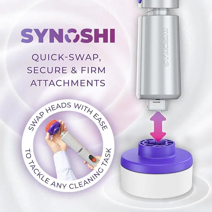 SYNOSHI PRO Electric Spin Scrubber, Cordless Cleaning Brush Bathroom Scrubber. Waterproof Shower Cleaner Brush with Adjustable Angles, 2 Speed, 180Min Work Time for Floor, Bathtub, Kitchen, Car, Tub - NeatNest