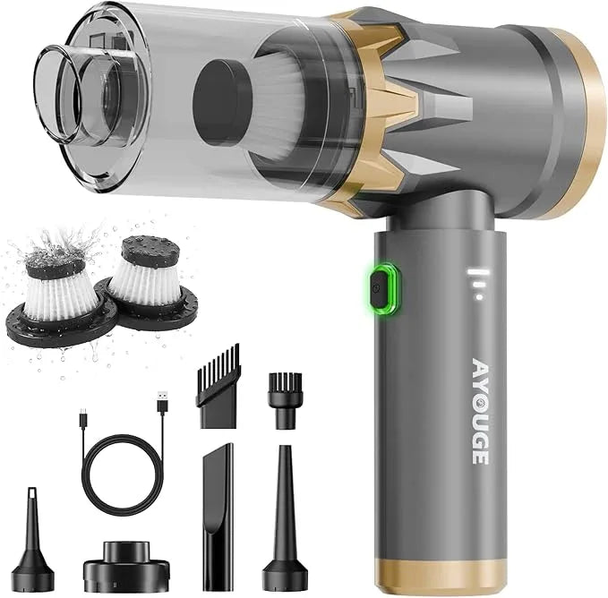Car Vacuum Portable Cordless, 20000PA High Power Vacuum Cleaner, Brushless Motor, 3-Speed Modes, 4 in 1 Compressed Air Duster, Air Blower, Pump Handheld Vacuum for Car, Home, Office, Camping - Grey - NeatNest