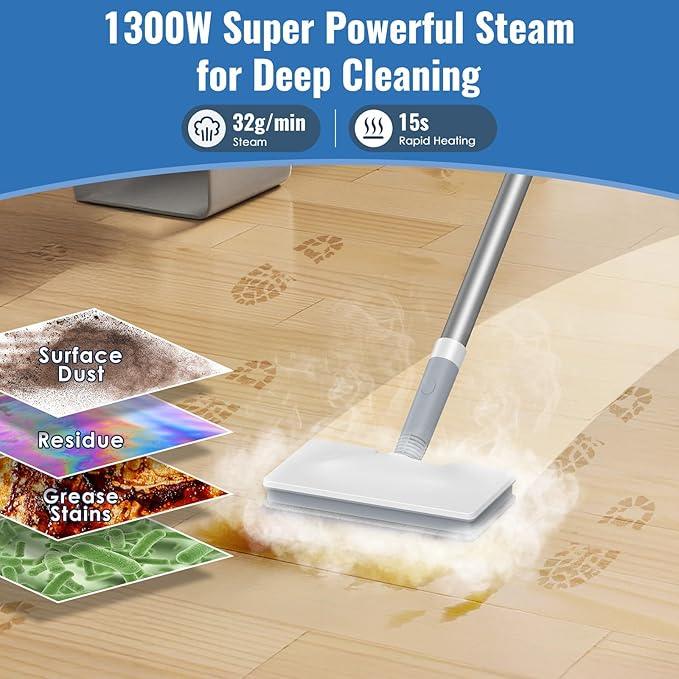 FEPPO Steam Mop & Detachable Handheld Steam Cleaner for Home and Floor Cleaning, 15s Heat-Up, 230°F Floor Steamer for Deep Cleaning with Multi-purpose Attachments Hardwood Floors, Tile,Grout,Furniture - NeatNest