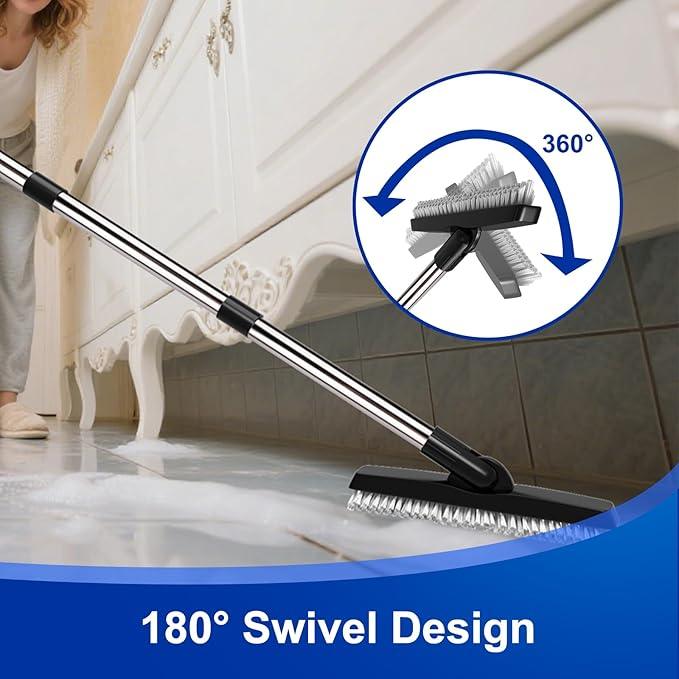 BITOPE Grout Brush Cleaner with Adjustable Long Handle Swivel V-Shaped Stiff Bristles Scrubber for Cleaning Tile Crevice Line Corner Bathroom Shower Baseboards Hard to Reach Areas-56 inch - NeatNest