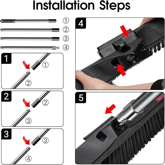 Push Broom Outdoor Heavy Duty,Masthome 24" Push Broom with Stiff Bristles,Heavy Duty Garden Broom,Outdoor Stiff Sweeping Broom for Garage Yard Patio Deck Concrete Wood Stone Floors Scrub and Cleaning - NeatNest