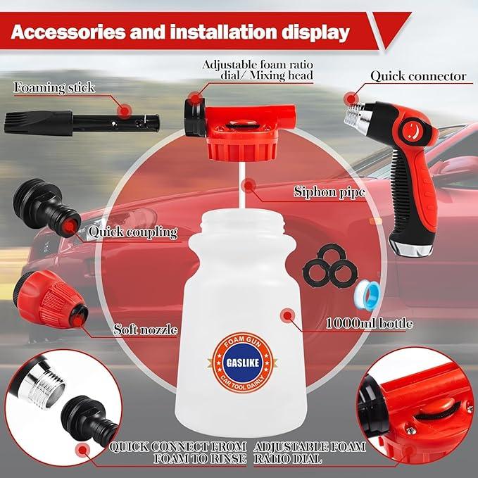 GASLIKE 63PCS Car Wash Cleaning Kit,Car Wash Brush with Long Handle,Car Detailing Kit with Foam Gun,Car Cleaning Supplies,Handheld Vacuum, Car Detailing Kit (63PCS) - NeatNest