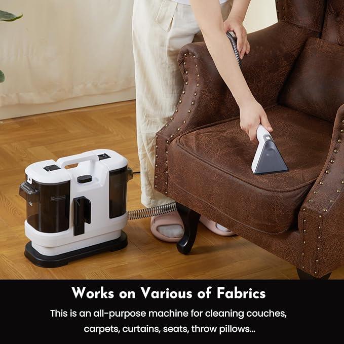 Cutewolf Portable Carpet & Upholstery Cleaner Machine, Handheld Spot Remover, 14Kpa Strong Suction Multi-purpose Deep Cleaner for Couch, Car, Stairs, Rugs, Pet Stains - NeatNest