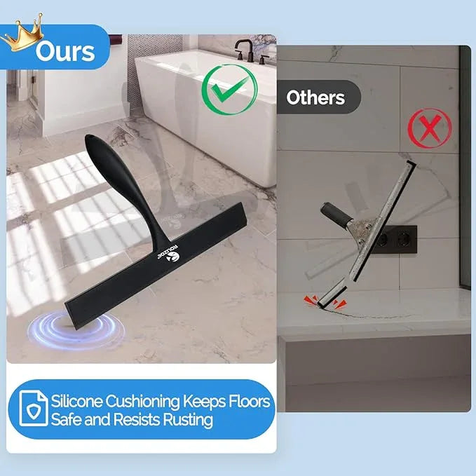 Shower Squeegee for Shower Doors with Bold Handle, 11" Anti-Rust Silicone Shower Squeegee for Shower Glass Door with Stainless Steel Inner Frame, Ergonomics All-Purpose Window Squeegee-Black - NeatNest